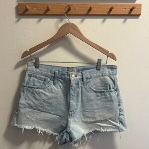 Madewell Light Wash Frayed Denim Cutoff Shorts
